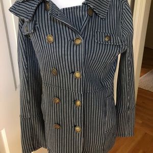 NWOT Hurley Military style pinstriped Hoodie Jacket